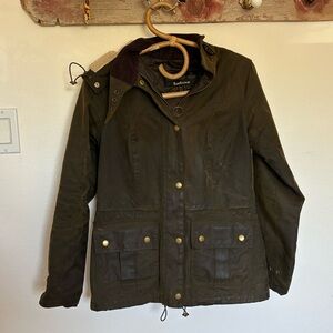 Barbour Acorn Waxed Cotton Lined Utility Jacket Women's Size US 4